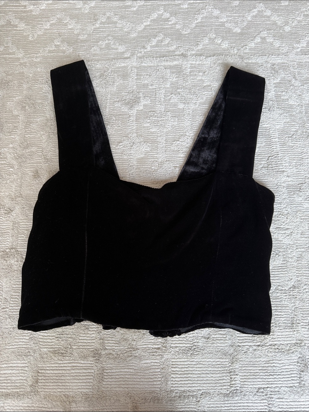 Reformation Giulia Black Velvet Crop Top